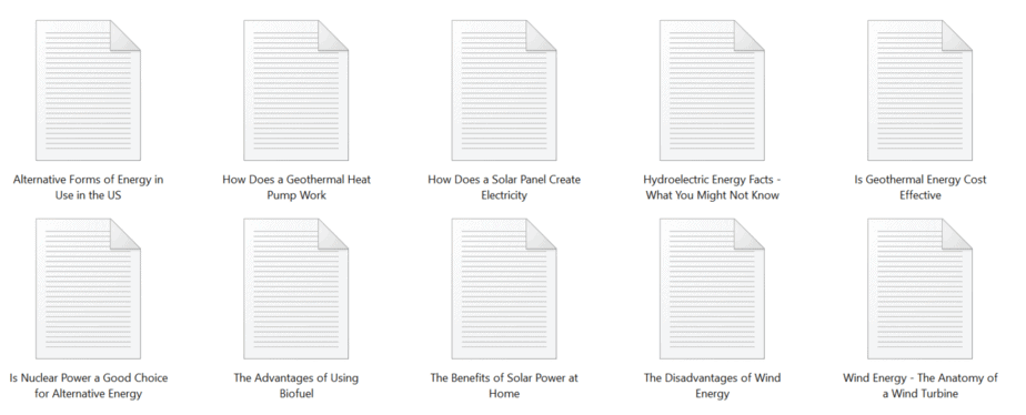 10 High Quality Alternative Energy PLR Articles