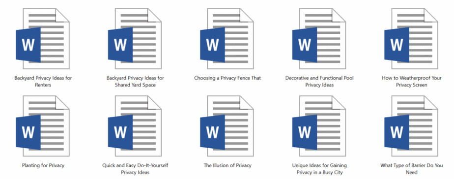 Backyard Privacy PLR Articles Sample Doc