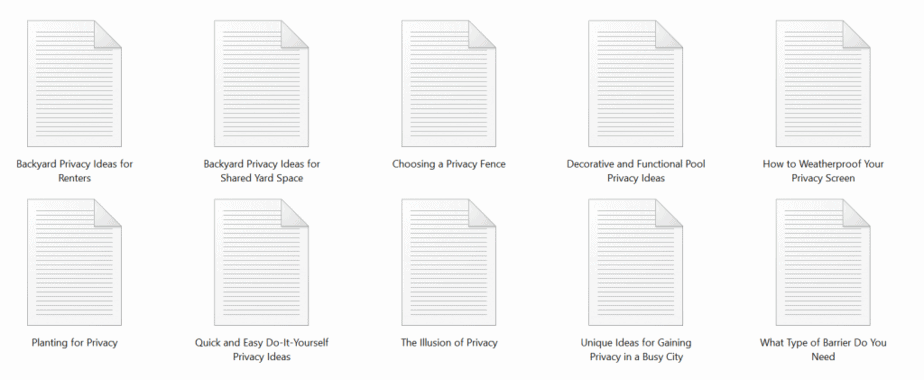 Backyard Privacy PLR Articles Sample Text