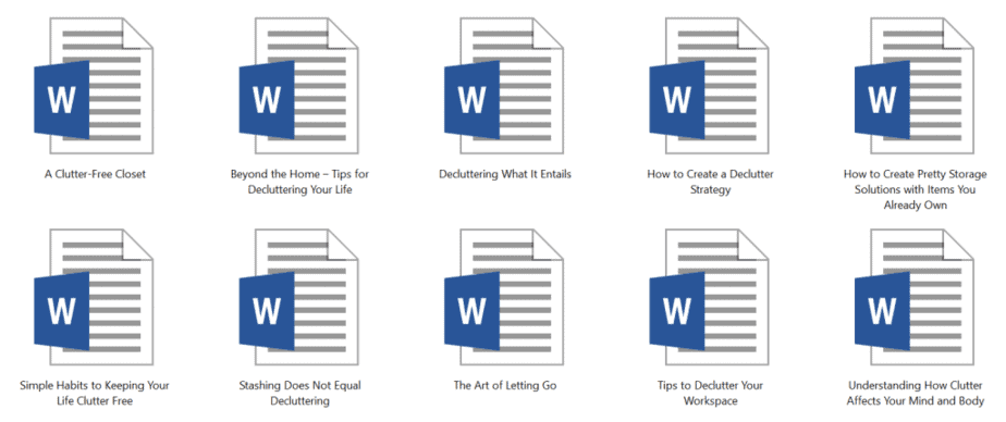 Clutter Free PLR Articles Sample Doc