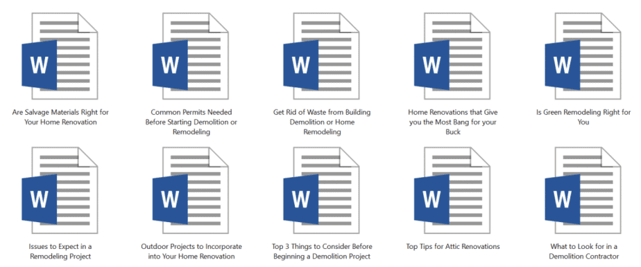 Demolition PLR Articles Sample Doc