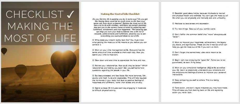 Making the Most of Life Premium PLR Checklist Sneak Preview