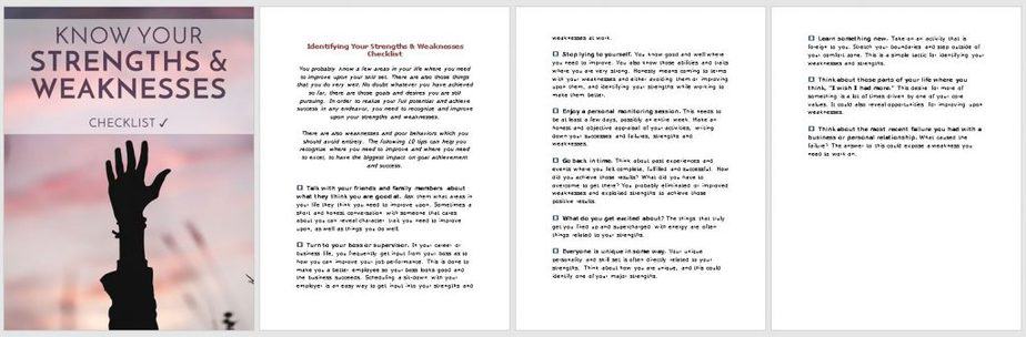 Strengths and Weaknesses Premium PLR Checklist Sneak Preview