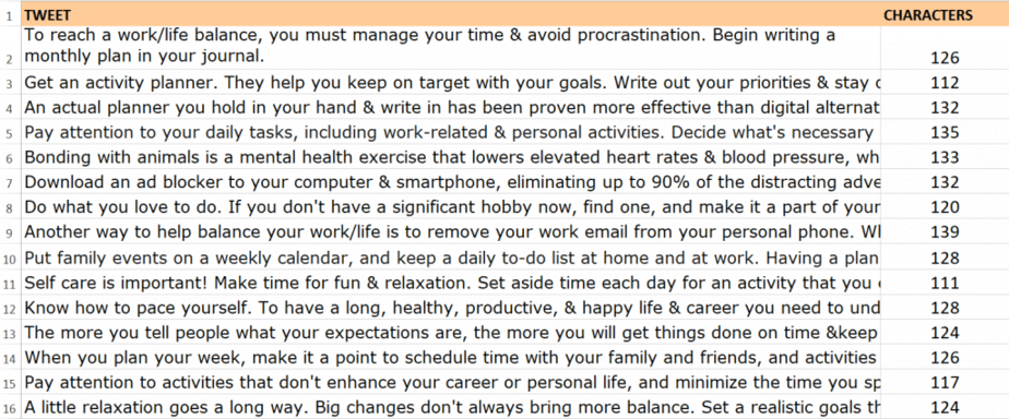 Work Life Balance PLR Tweets