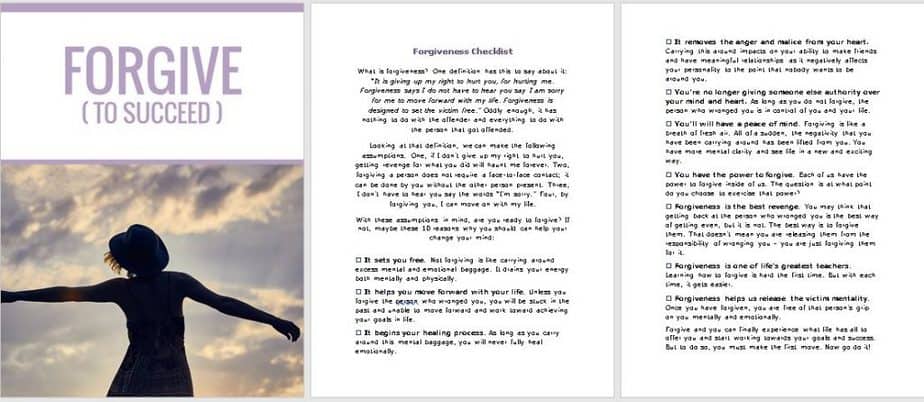 Forgiveness Premium PLR Checklist Sneak Preview