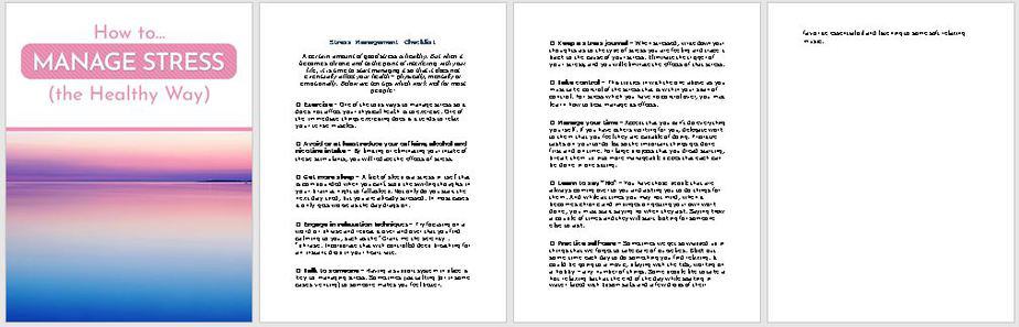 Manage Stress PLR Checklist Sneak Preview