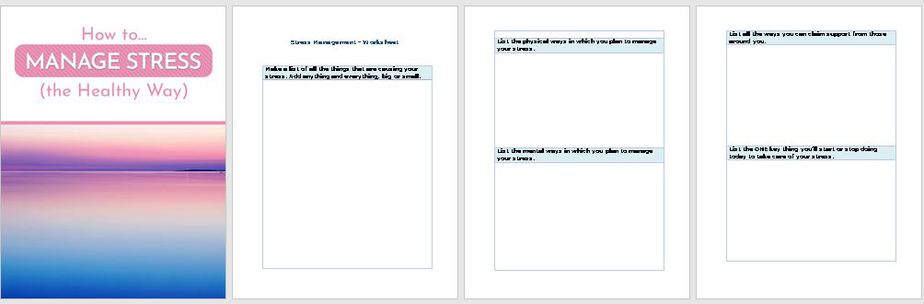 Manage Stress Premium PLR Worksheets Sneak Preview