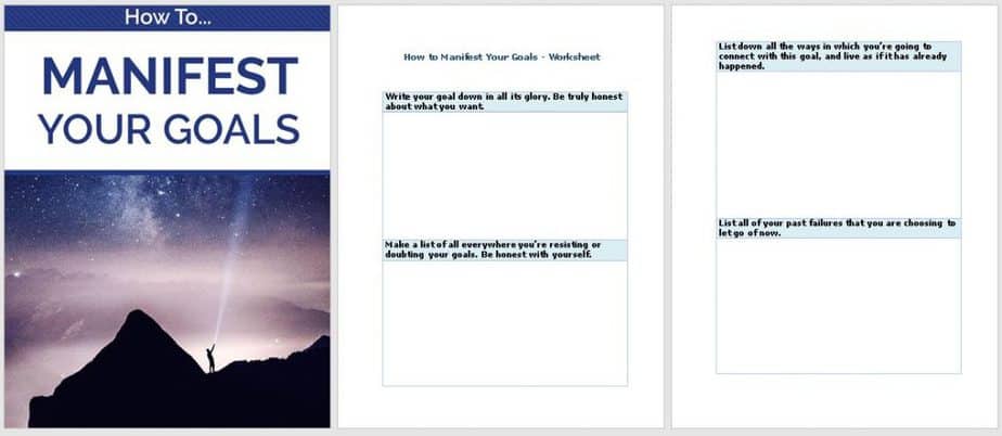 Manifest Your Goals Premium PLR Worksheet Manifest Your Goals Premium PLR Worksheet