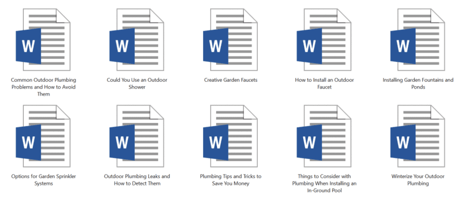 Outdoor Plumbing PLR Articles Sample doc Outdoor Plumbing PLR Articles Sample doc