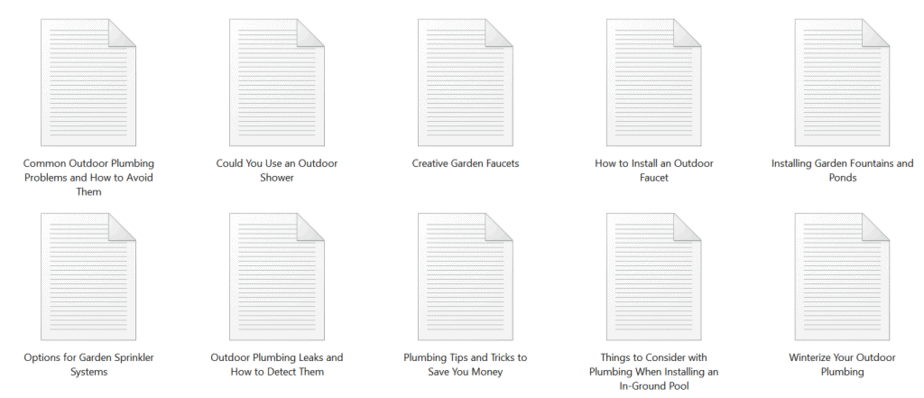 Outdoor Plumbing PLR Articles Sample text Outdoor Plumbing PLR Articles Sample text