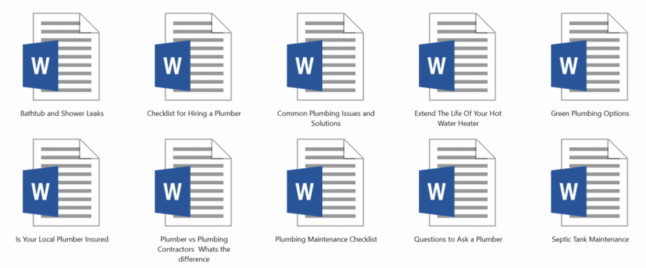 Plumbing PLR Articles Sample doc