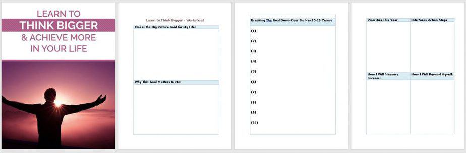 Think Bigger Premium PLR Worksheet Sneak Preview