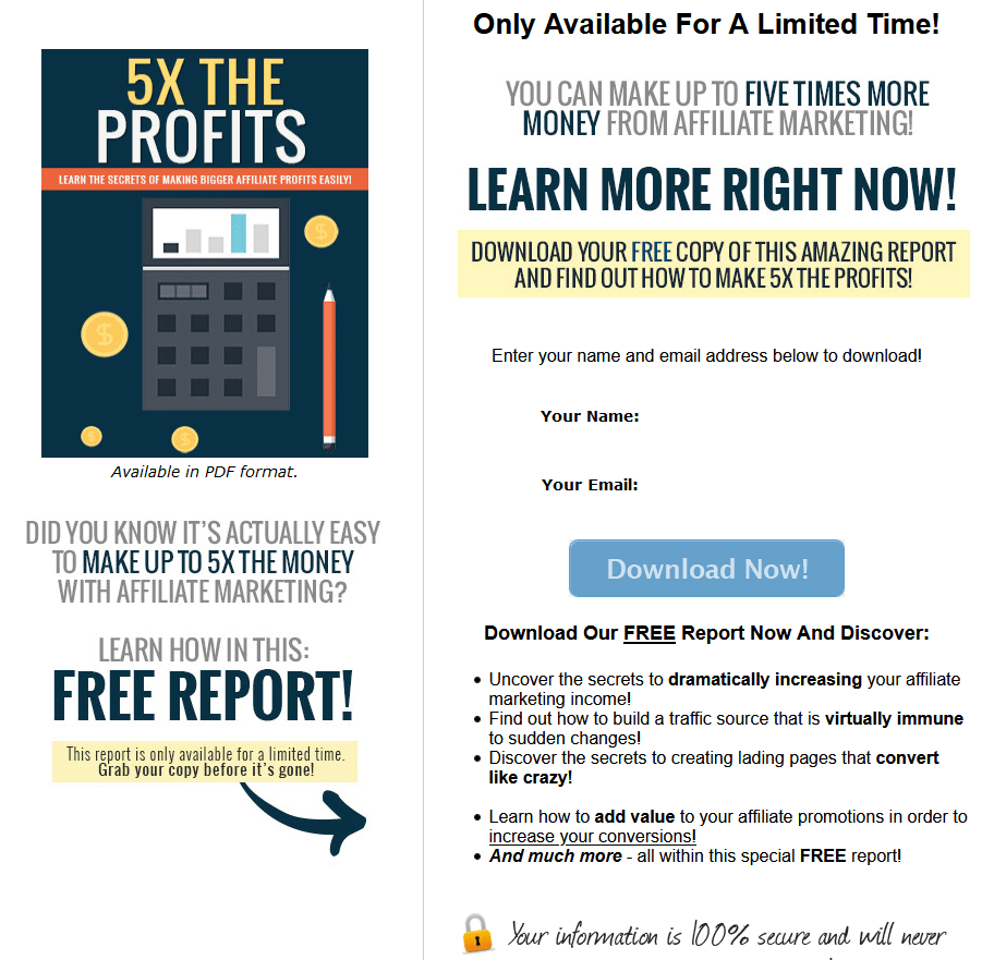 5X The Profits PLR Squeeze Page 5X The Profits PLR Squeeze Page
