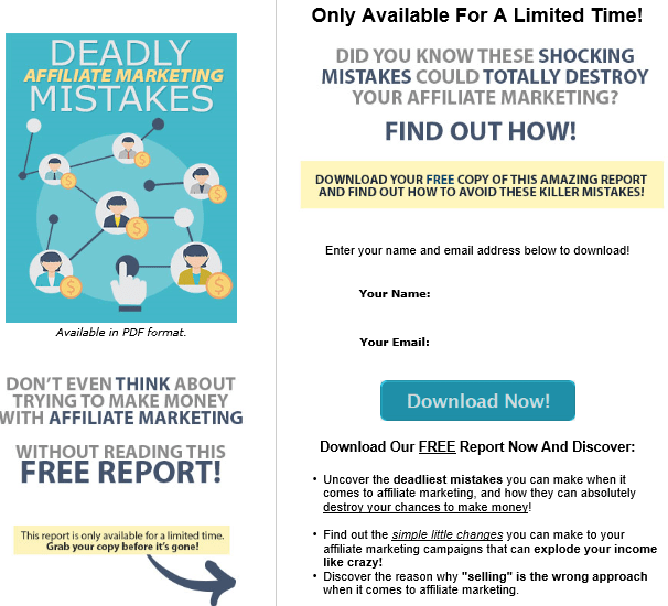 Affiliate Marketing Mistakes PLR Lead Magnet Kit Squeeze Page Affiliate Marketing Mistakes PLR Lead Magnet Kit Squeeze Page
