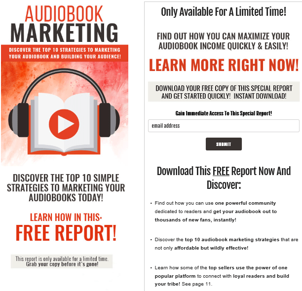 Audiobook Marketing PLR Lead Magnet Kit Squeeze Page Audiobook Marketing PLR Lead Magnet Kit Squeeze Page