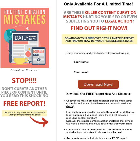 Content Curation Mistakes PLR Lead Magnet Kit Squeeze Page Content Curation Mistakes PLR Lead Magnet Kit Squeeze Page