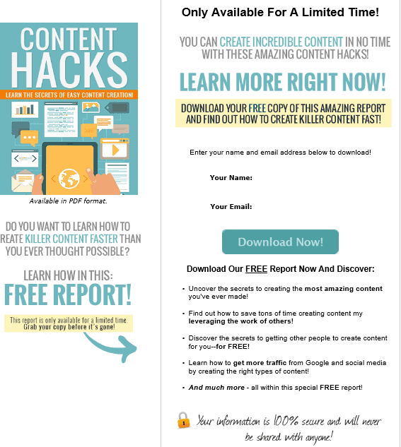 Content Hacks PLR Lead Magnet Kit Squeeze Page Content Hacks PLR Lead Magnet Kit Squeeze Page
