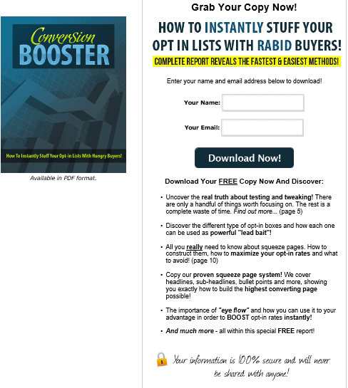 Conversion Booster PLR Squeeze Page Conversion Booster PLR Squeeze Page