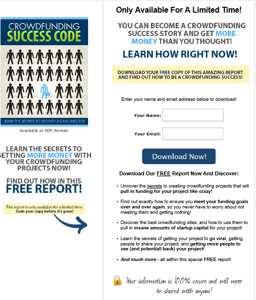 Crowdfunding Success PLR Squeeze Page Crowdfunding Success PLR Squeeze Page