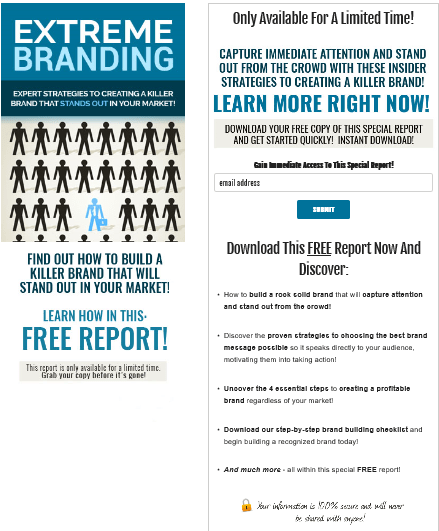 Extreme Branding PLR Squeeze Page