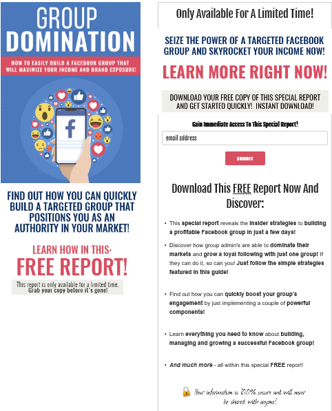 Facebook Group Domination PLR Squeeze Page Facebook Group Domination PLR Squeeze Page