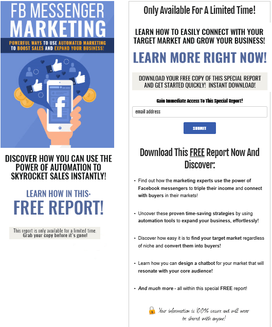 Facebook Messenger Marketing PLR Squeeze Page