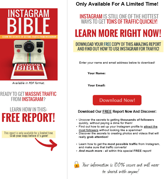 Instagram PLR Squeeze Page