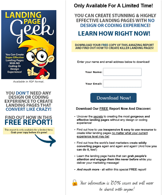 Landing Page Geek PLR Squeeze Page Landing Page Geek PLR Squeeze Page