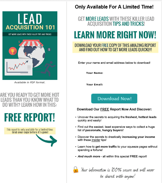 Lead Acquisition 101 PLR Squeeze Page Lead Acquisition 101 PLR Squeeze Page