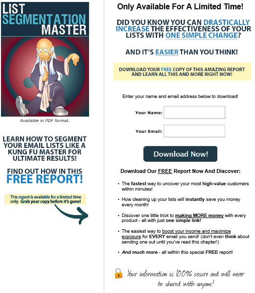 List Segmentation Master PLR Squeeze Page