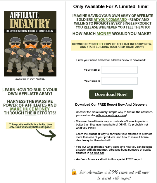 Affiliate Infantry PLR Squeeze Page Affiliate Infantry PLR Squeeze Page