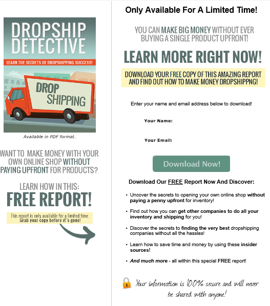 Dropship Detective PLR Squeeze Page Dropship Detective PLR Squeeze Page