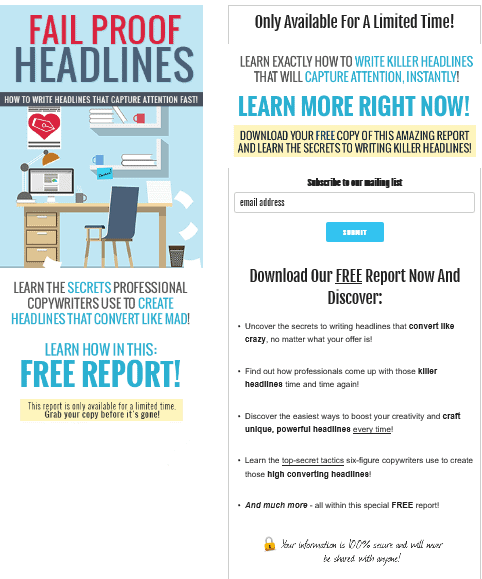 Fail Proof Headlines PLR Squeeze Page Fail Proof Headlines PLR Squeeze Page