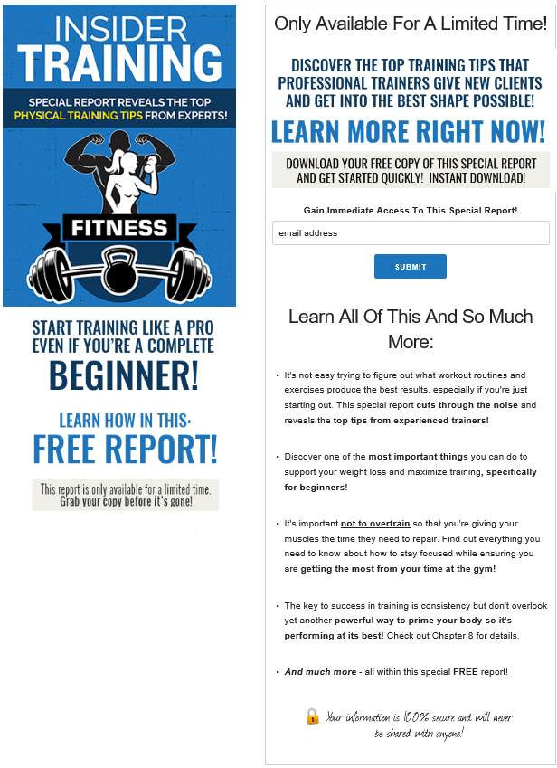 Fitness Insider Training PLR Squeeze Page
