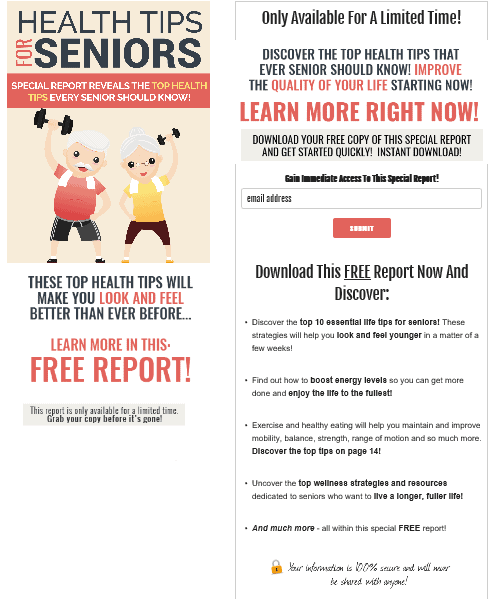 Health Tips for Seniors PLR Squeeze Page Health Tips for Seniors PLR Squeeze Page