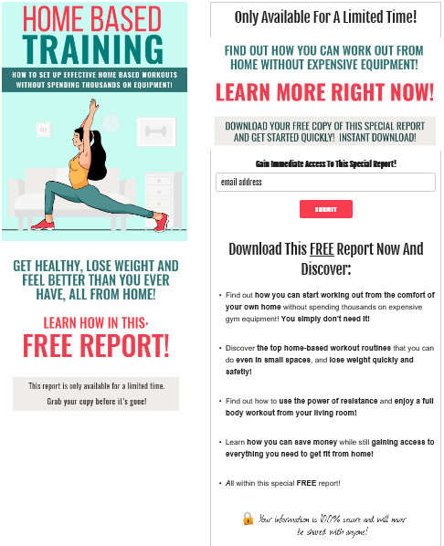 Home Based Workouts PLR Squeeze Page