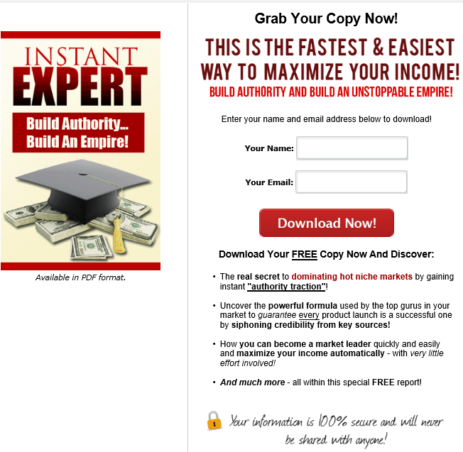 Instant Expert PLR Squeeze Page Instant Expert PLR Squeeze Page