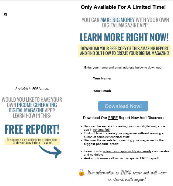 Magazine App Creation PLR Squeeze Page