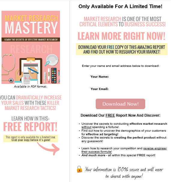 Market Research Mastery PLR Squeeze Page