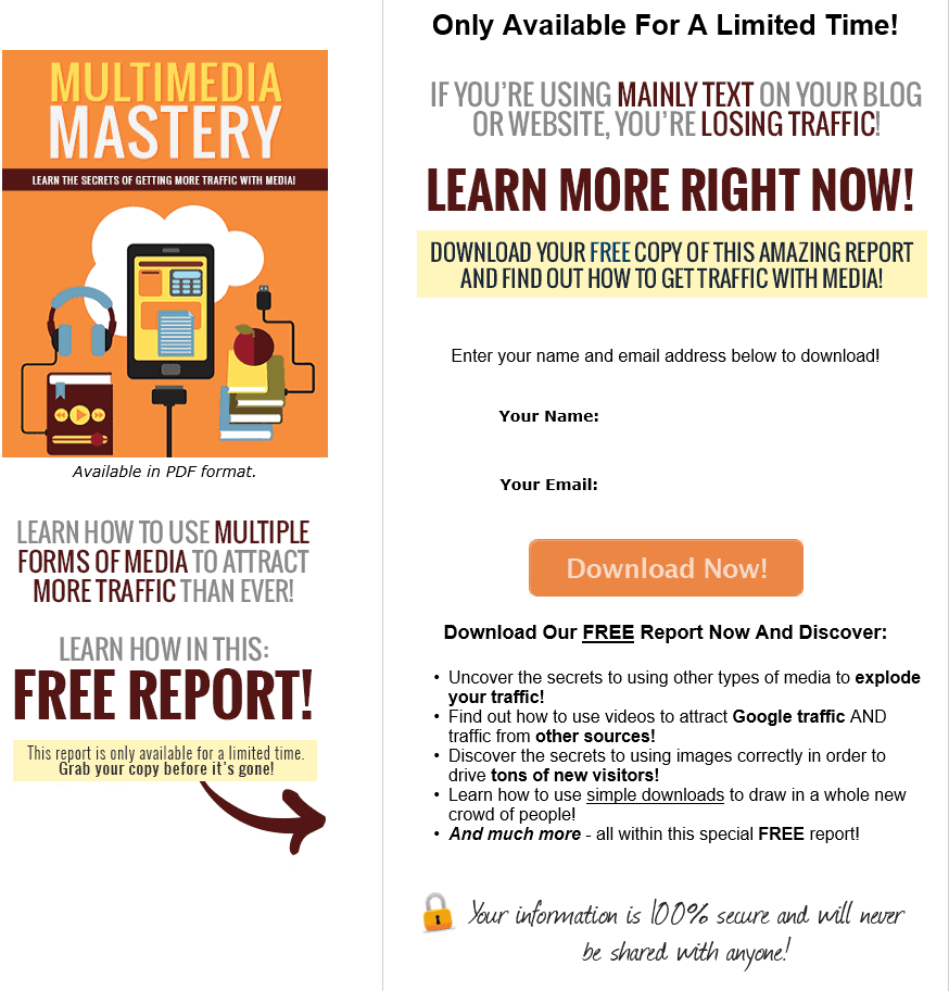 Multimedia SEO Mastery PLR Squeeze Page