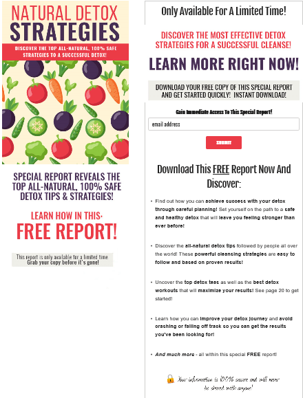 Natural Detox Strategies PLR Squeeze Page