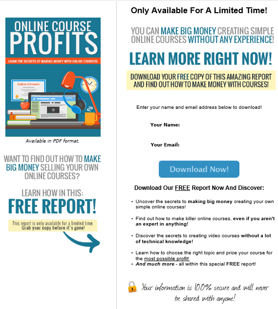 Online Course Profits PLR Squeeze Page