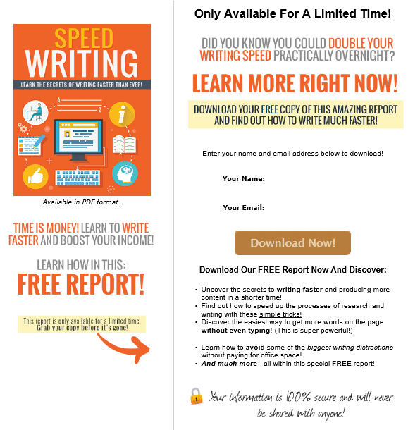 Speed Writing PLR Squeeze Page