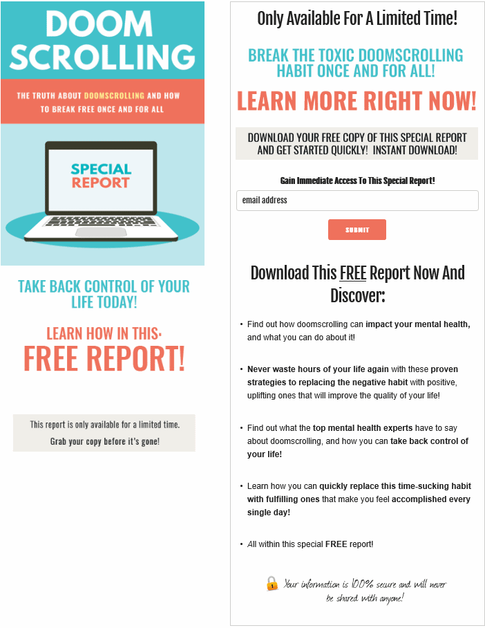 Doom Scrolling PLR Squeeze Page Doom Scrolling PLR Squeeze Page
