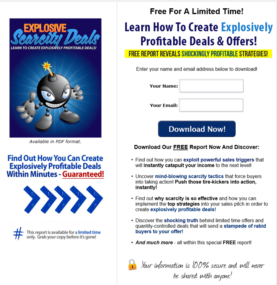 Explosive Scarcity Deals PLR Squeeze Page Explosive Scarcity Deals PLR Squeeze Page