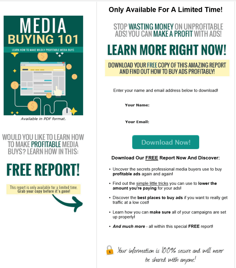 Media Buying 101 PLR Squeeze Page