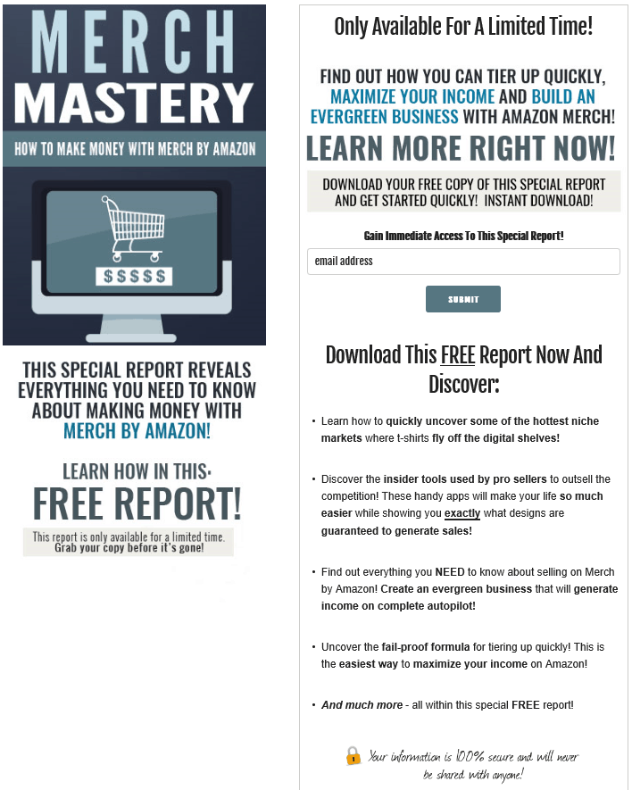 Merch Mastery PLR Squeeze Page Merch Mastery PLR Squeeze Page