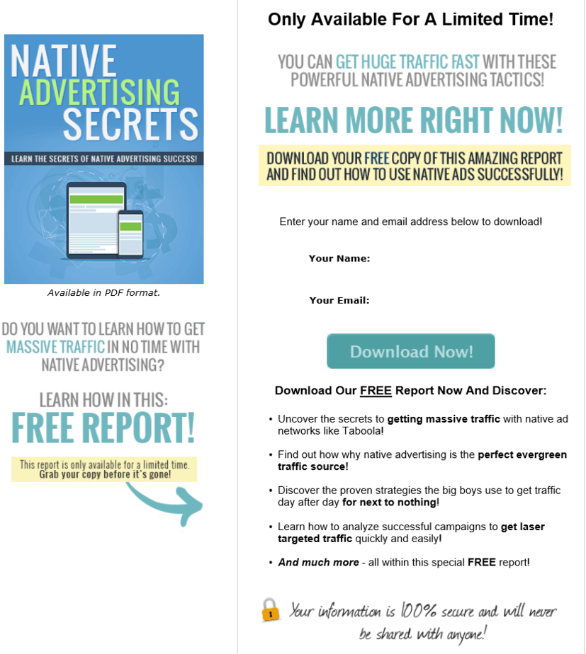 Native Advertising Secrets PLR Squeeze Page Native Advertising Secrets PLR Squeeze Page
