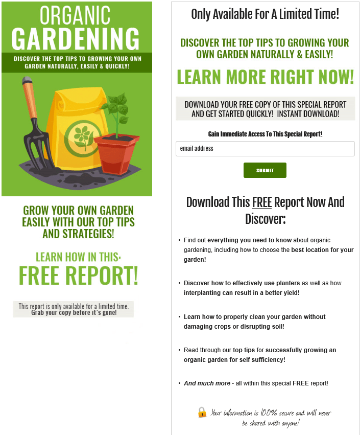 Organic Gardening 101 PLR Squeeze Page Organic Gardening 101 PLR Squeeze Page