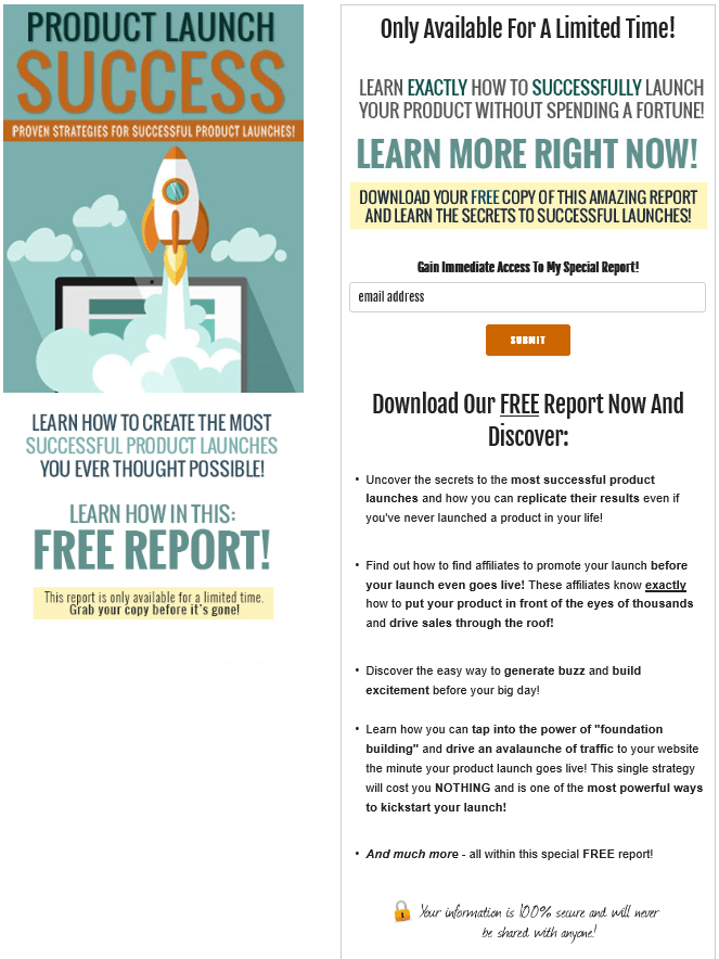 Product Launch Success PLR Squeeze Page